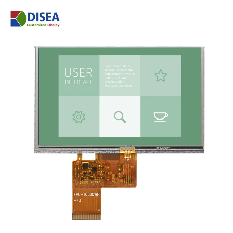  И укрепления здоровья OEM 800*400 цветная (RGB) 40PIN 5 дюймов TFT резистивный сенсорный экран ЖК-дисплей