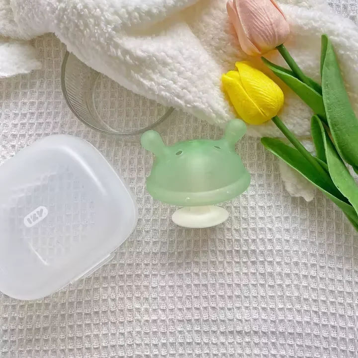 Newbon Super Soft ltra-Light Liquid Silicone Mushroom Nipple Chew Baby teether Soothing Toy For 0 to 6 months