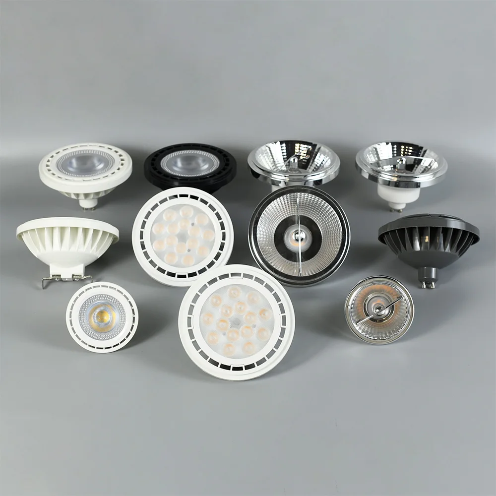 LED Lampada Es111 GU10 G53 7W 12W 15W Ar111 Ar70 LED Bulb Black White Grey Spot Light Downlight GU10 Lamp Reflector 12V 175-265V