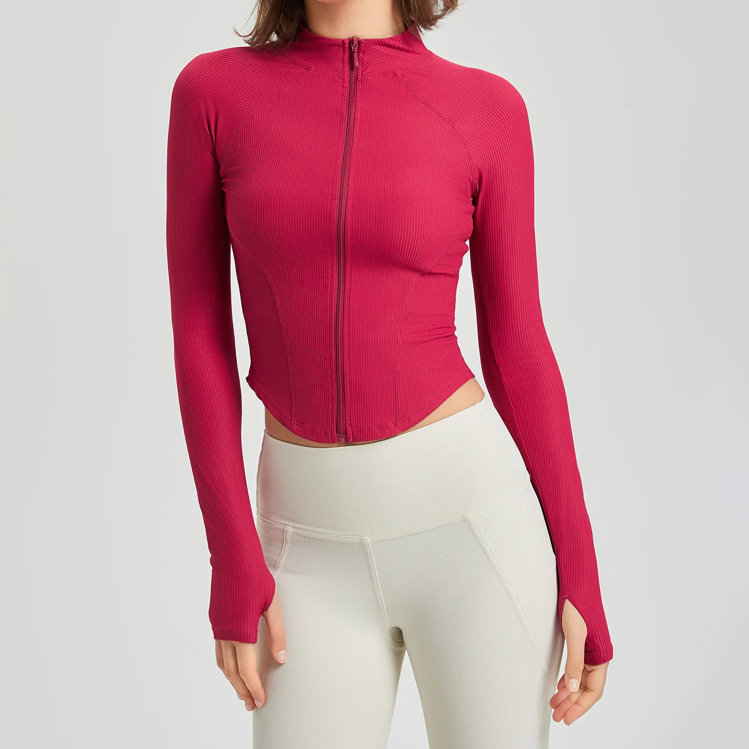 Women Long Sleeve Compression Quick Dry Comfort Front Zipper Jacket Fitness Tops Small Stand-up Collar Yoga Jacket For Women
