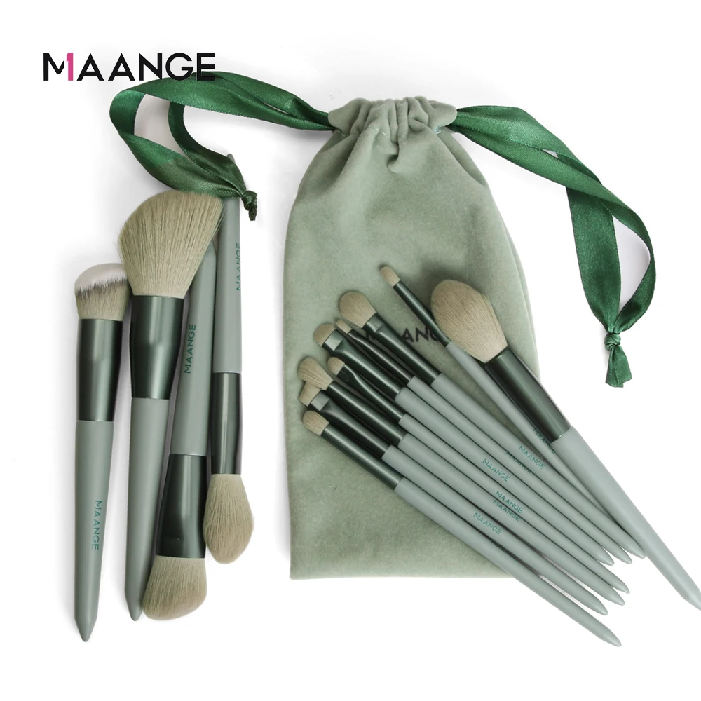 Maange Pro Foundation Powder Blending Eyebrow Makeup Brushes Set Nano Wool Fiber Synthetic Hair Set Of Brushes