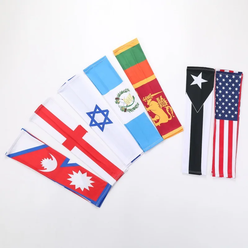 Outdoor Sport Cycling Sun Protection Arm Sleeve World  Cup Country Flag Print Ice Silk Arm Sleeve