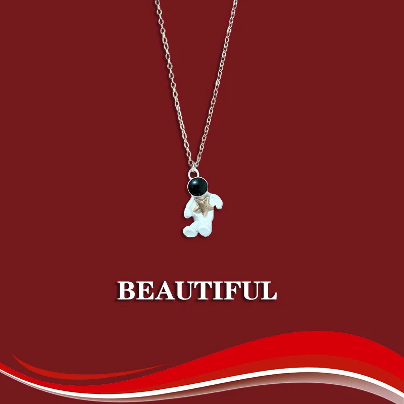Throwing Stars Astronaut couple necklace Alloy  Men and women together Pendant  Girlfriends couples gifts