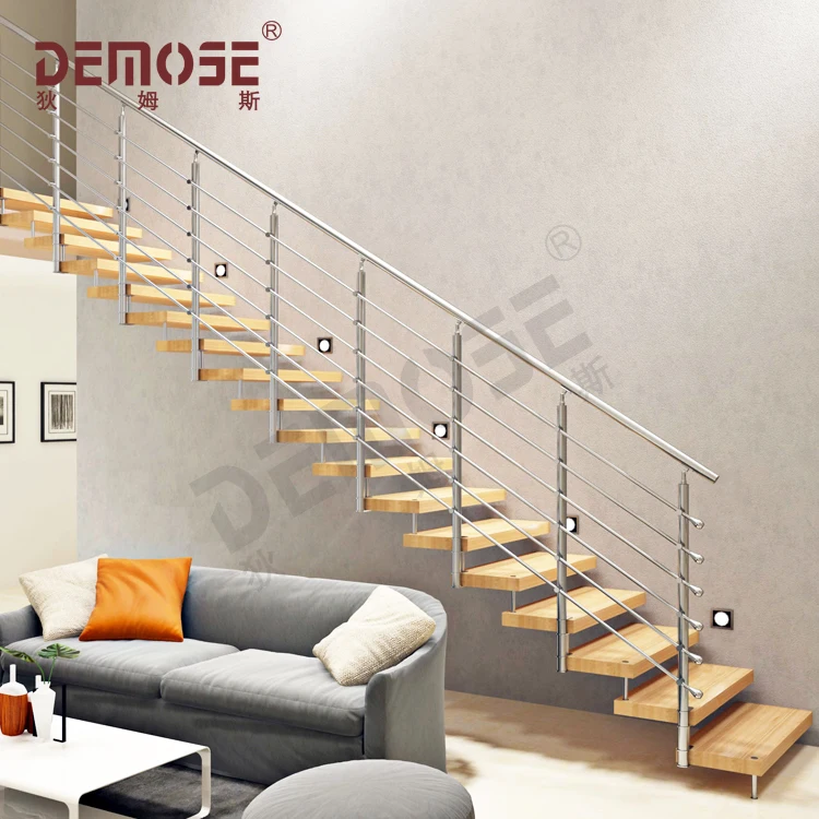 floating stairs/ black wood treads /glass railing