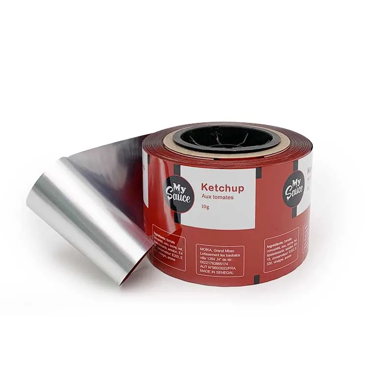 Ketchup tomates auto packaging film roll printed custom food grade sachets tomato souce plastic pet lamination package bag