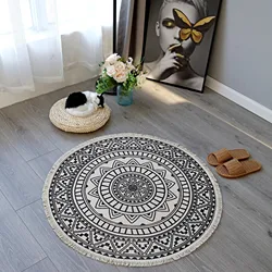 SIPEIEN Boho Mandala Tassels Woven Cotton Circle Mat for Home Living Room Bedroom Decor floor mat Carpet
