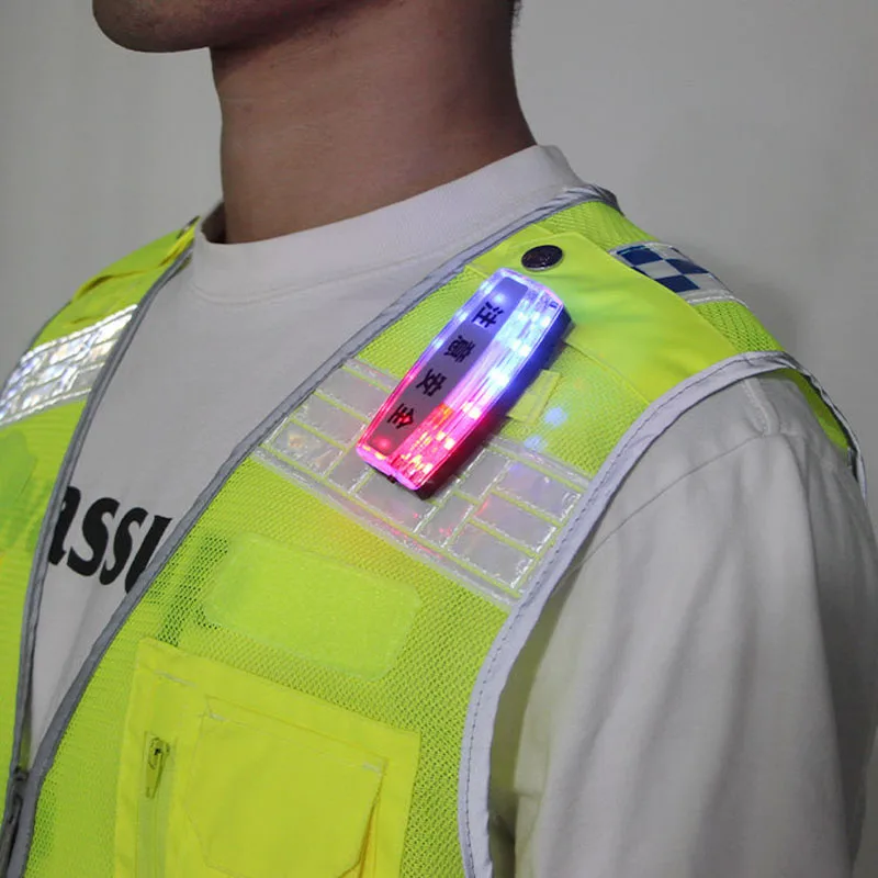 Red Blue White Light Charging LED Multifunction Clip Flashing Warning Safety Shoulder Light Emergency Lighting