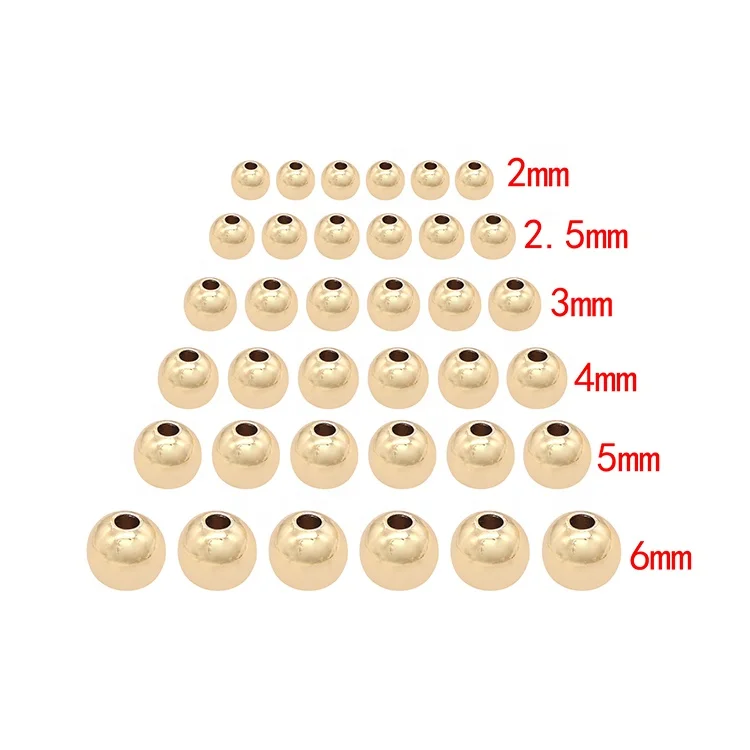  New Hot Selling 14K Gold Plated High Quality Round Jewelry Accessories 2mm 2.5mm 3mm 4mm 5mm 6mm Copper