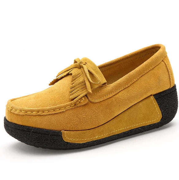 UP-0159D Fashion Suede Leather Thick Sole Shoes Casual Platform Shoes Sneaker for Women