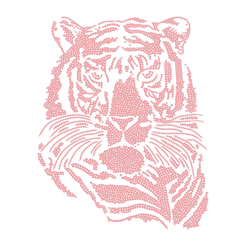 Wholesale Custom Red Tiger Design Rhinestone Transfer Hotfix Heat Transfer Iron On