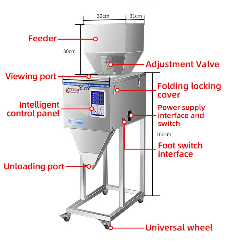 Hot Sale Food Tea Powder Tablet Beans Spice Automatic Digital Control Bag Particle Grain Weighting Packaging Filling Machine