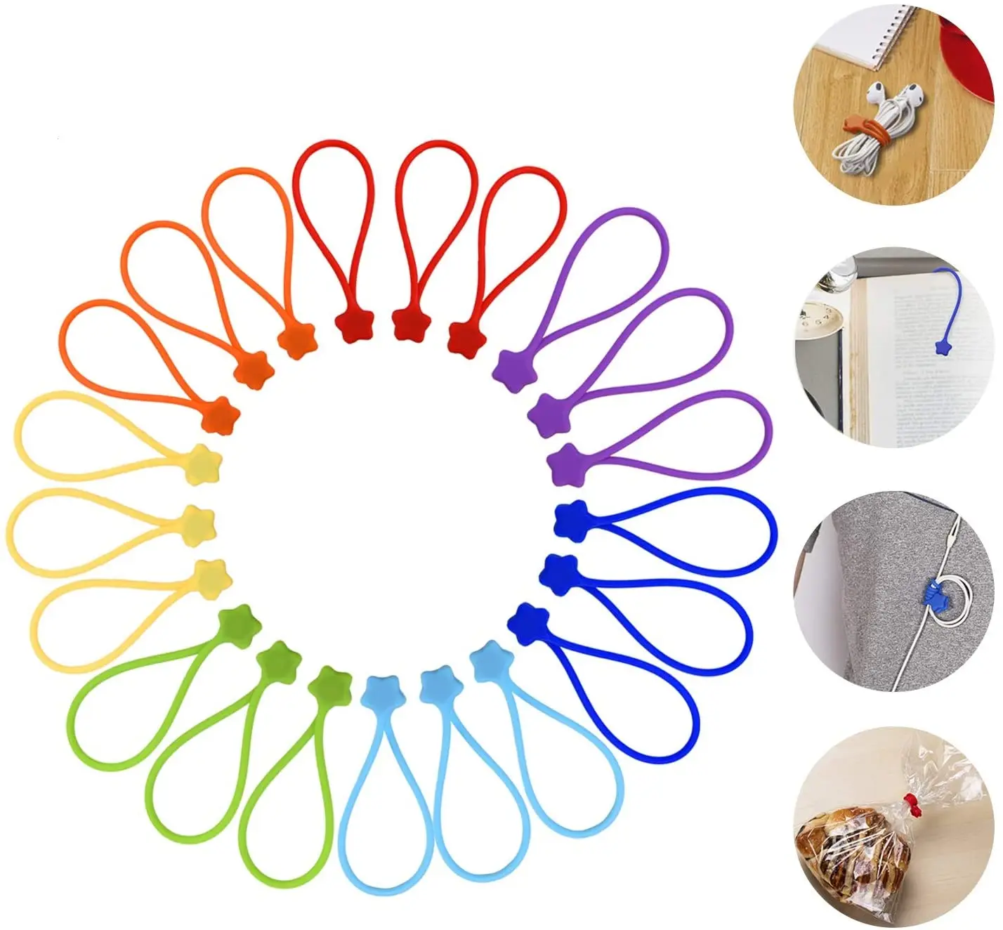 Многоразовые силиконовые магнитные кабельные стяжки для связывания и организации хранения вещей