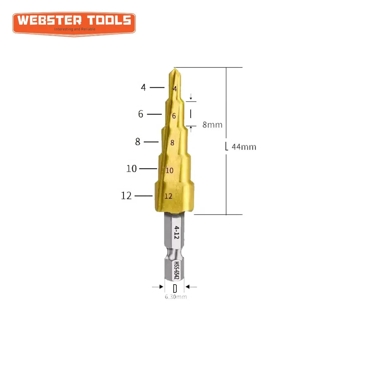 HSS-E multi-purpose M2 stepped drill set 118 degree straight flute hex shank metric step drill bit for steel