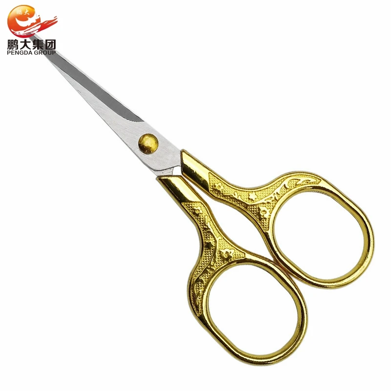 Amazon hot selling mini sewing craft scissors antique plum blossom pattern embroidery scissors vintage with cover