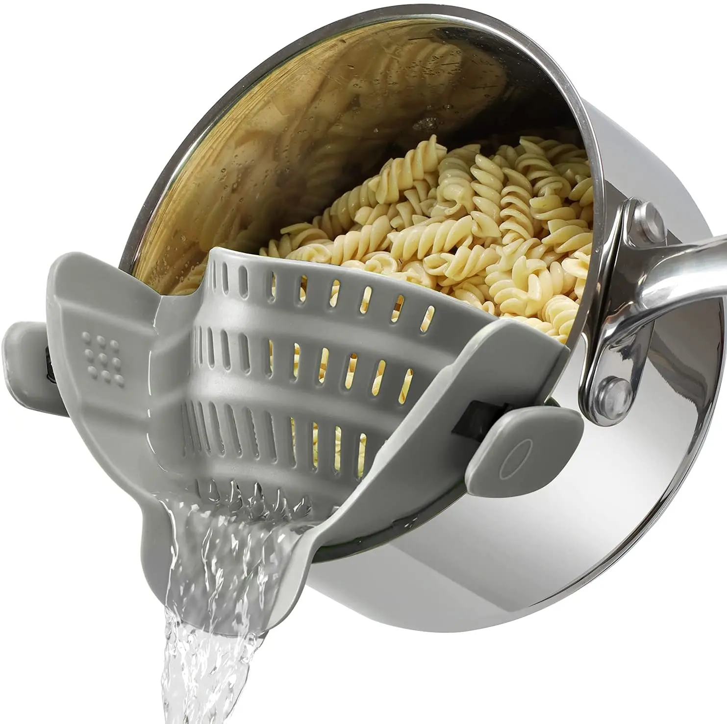 BPA Free Kitchen Foldable Adjustable Silicone Pot Strainer and Pasta Strainer Clip On Strainer for Pots, Pans, and Bowls