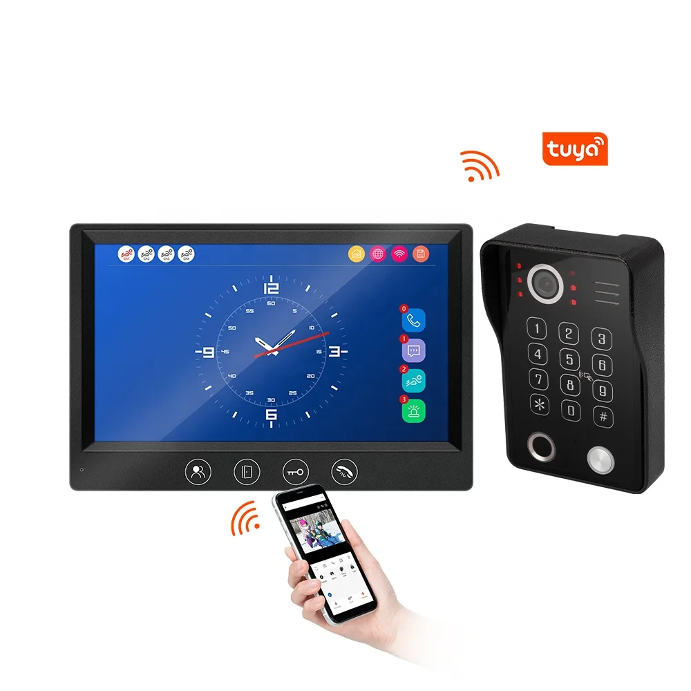 Video Door Phone System 7 Inch Clear LCD Monitor Wired Video Intercom Video Doorbell for Apartment and Villa Support Monitoring