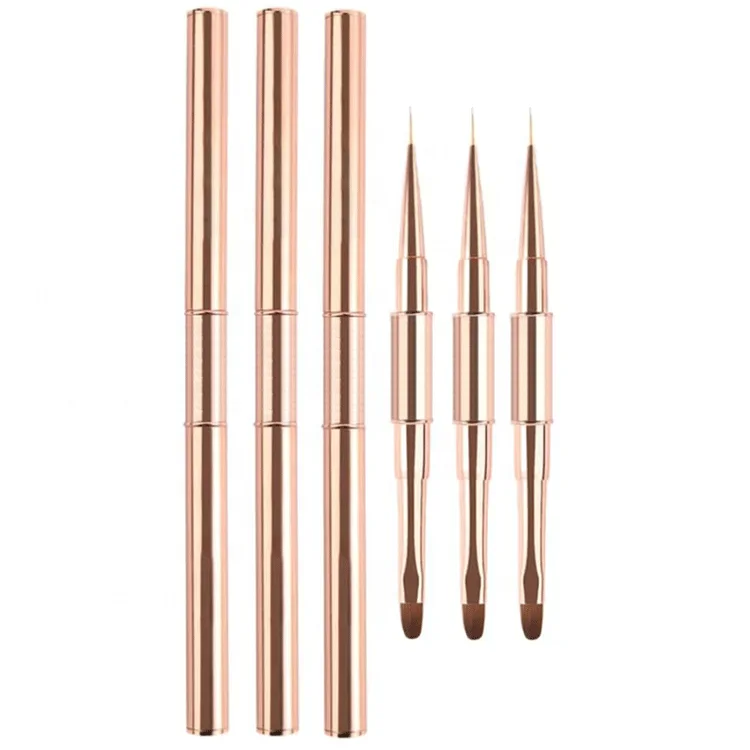Hot Popular 3D Liner Gel Manicure Painting Rose Gold Double Side Nail Art Brush