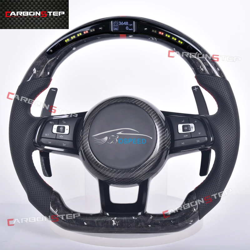 Custom LED Forged Carbon Fiber Steering Wheel Fit For Volkswagen VW MK7 MK6 Golf7 Golf6 R GTI PASSAT CC JETTA