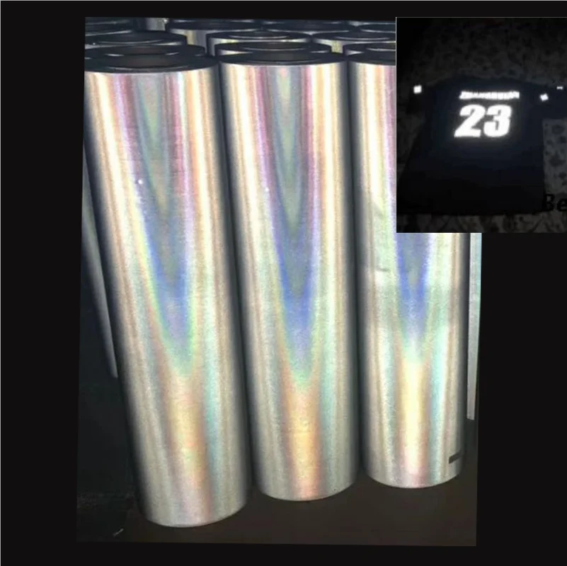 China free sample red iron on high light heat transfer retro-reflective vinyl film sheet paper roll for bags reflection logo