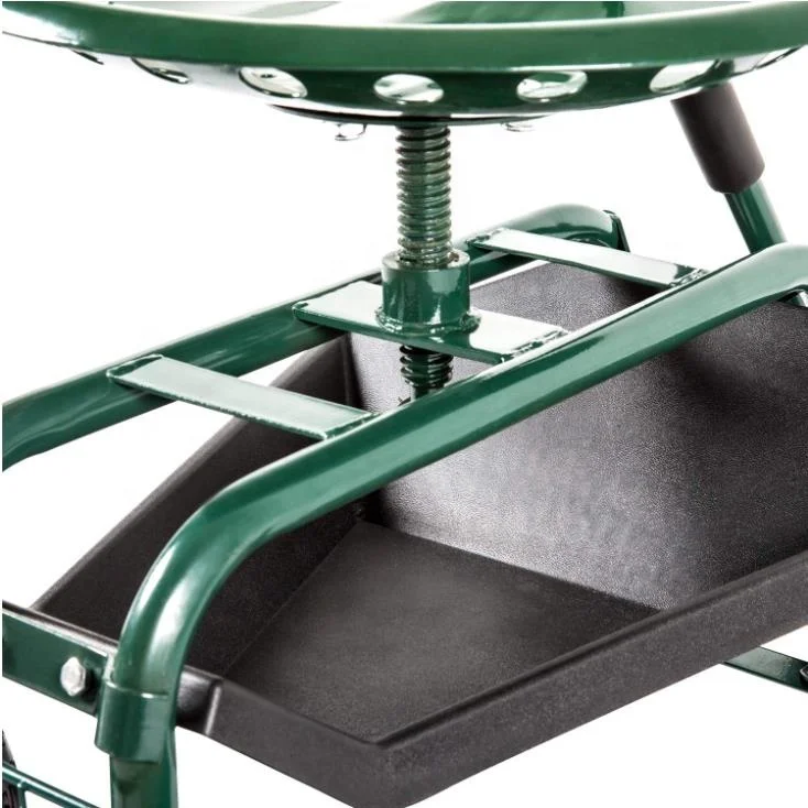 Garden Cart Rolling Work Seat with Tool Tray Outdoor Utility Lawn Patio Yard Wagon Scooter for Planting