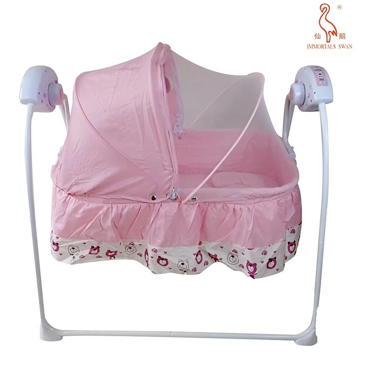 Новые мягкие удобные детские электрическая колыбель качели Автоматическая качающаяся кроватка кровать с балдахином москитной сет