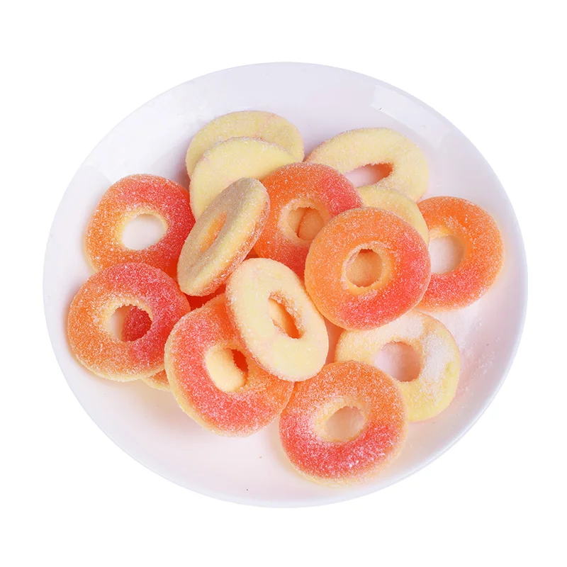 Manufacturer Direct Sale Peach Slice And Ring Shaped Gummy Candies In Gift Packing