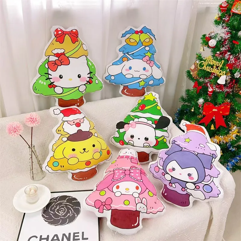 Ruun New Arrive Kawaii Anime Sanrioed Pillow Anime Melody Cinnamon Christmas Tree Cute Soft Cushion Sofa Decor Gifts Plush Toys