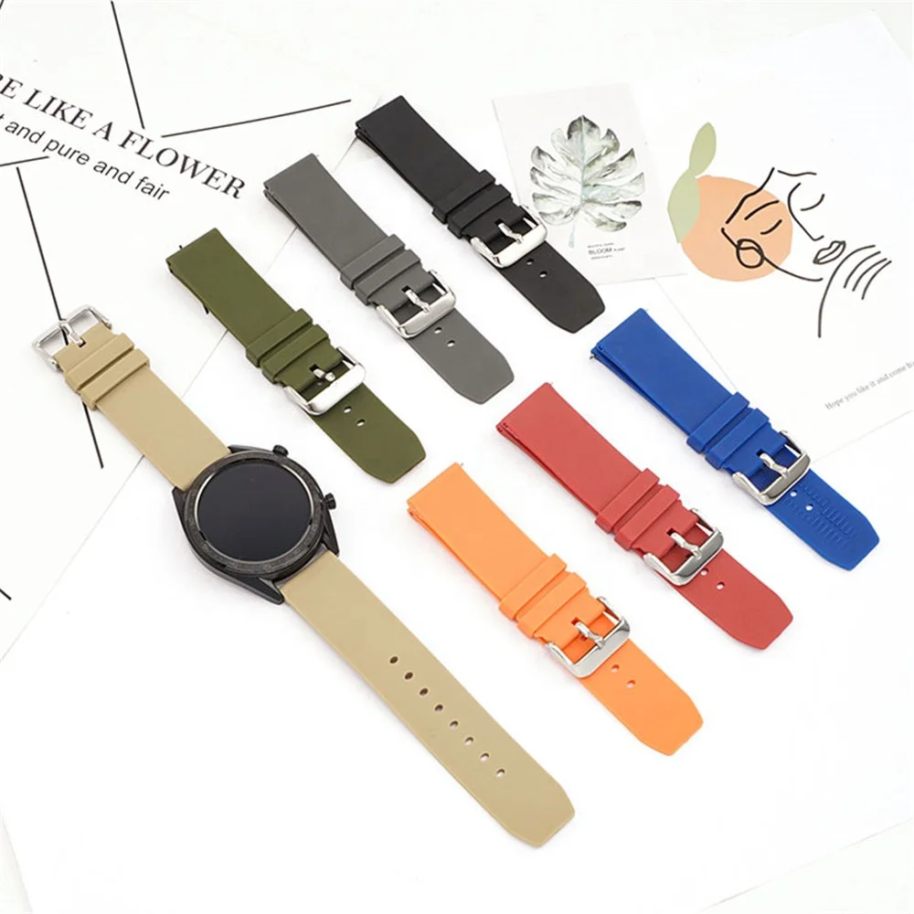 22mm Silicone Strap for Samsung Galaxy Watch 46mm Watch3 45mm Gear S3 Huawei GT 2 Quick Release Breathable Wrist Band Bracelet