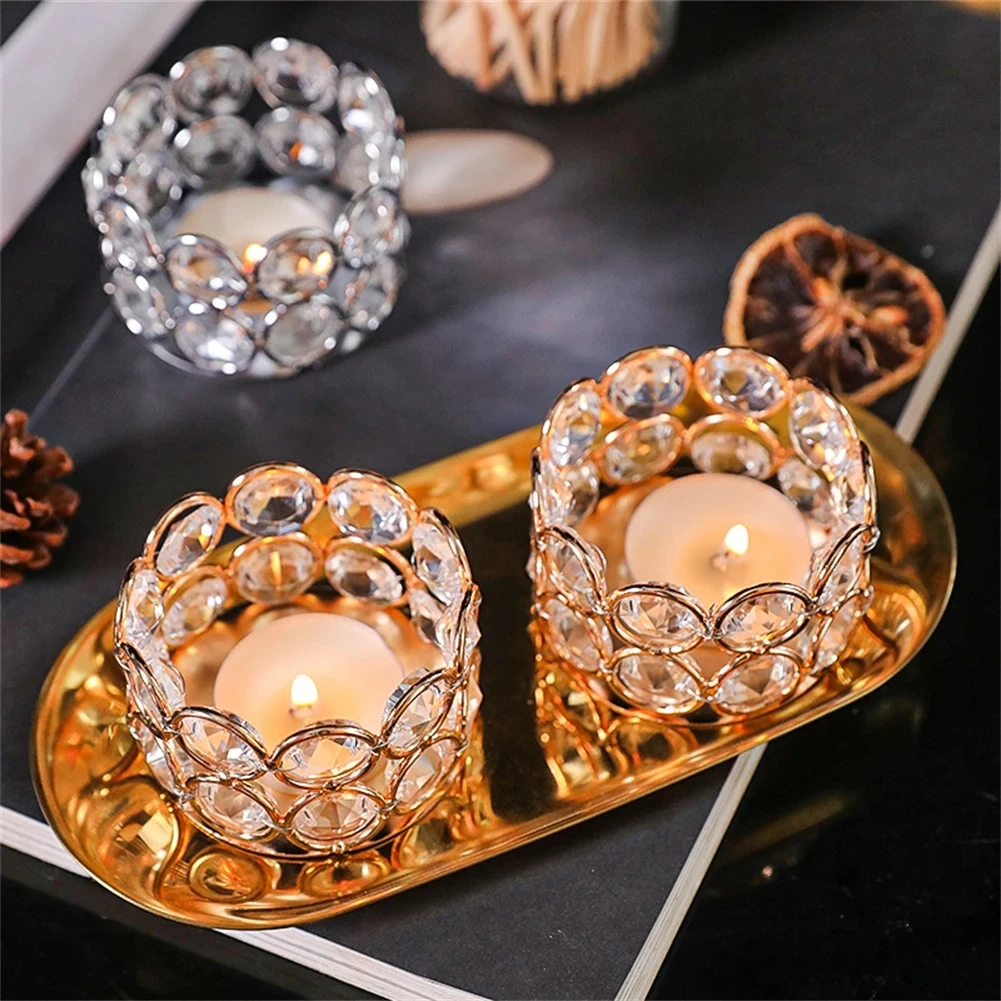 Honor of crystal Gold Silver Crystal Tealight Candle Candlesticks For Xmas Party Wedding Decor