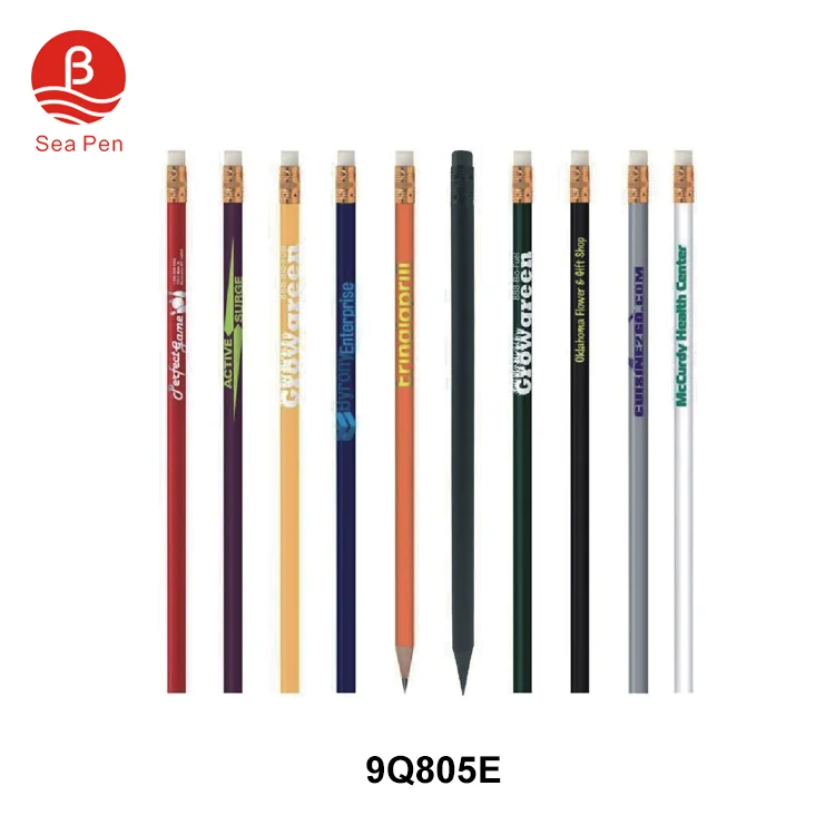 Seapen factory supply pure wood pencil with eraser can custom logo and color