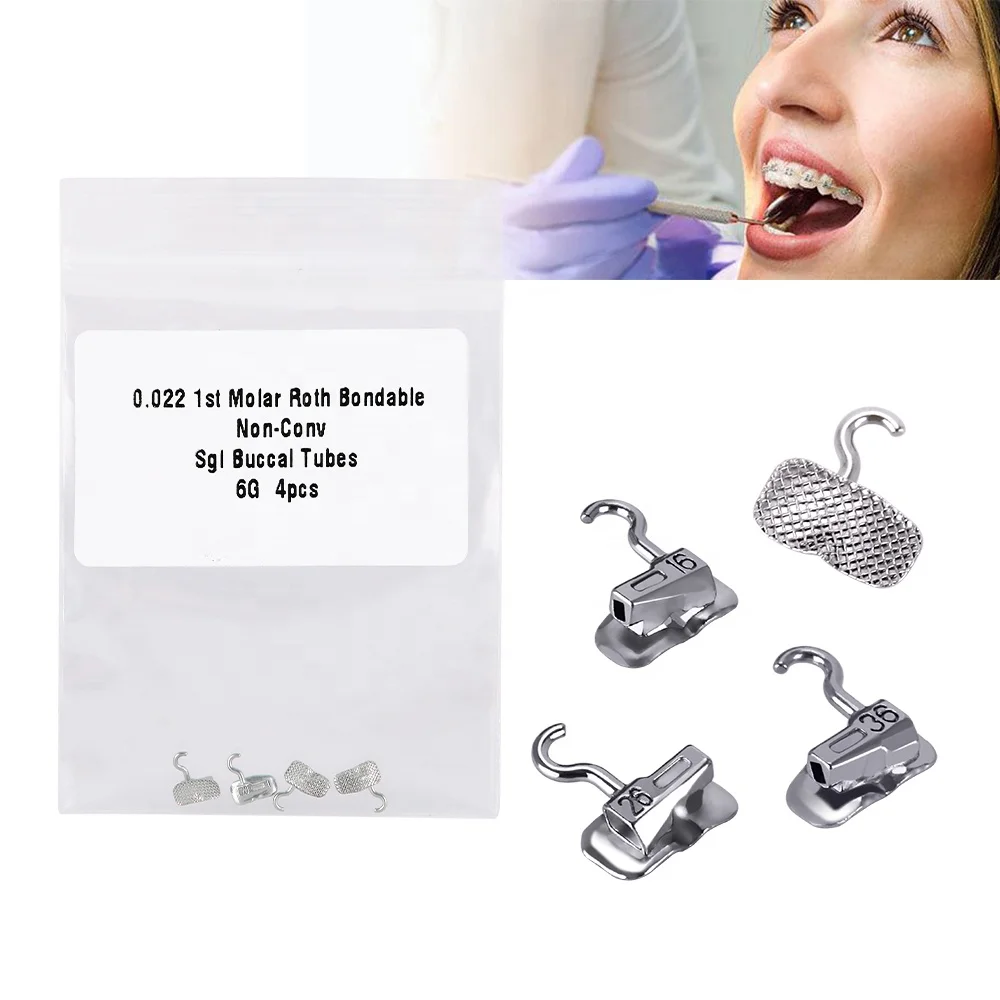 Dental 6G Buccal Tube Roth/Mbt 022 1st Molar Bondable Tube with Sliding Crimpable Hook