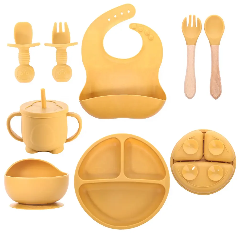 BPA-Free Silicone Suction Plate Baby Dining Set Waterproof Factory Custom On-Time Delivery Food Grade Feeding Set