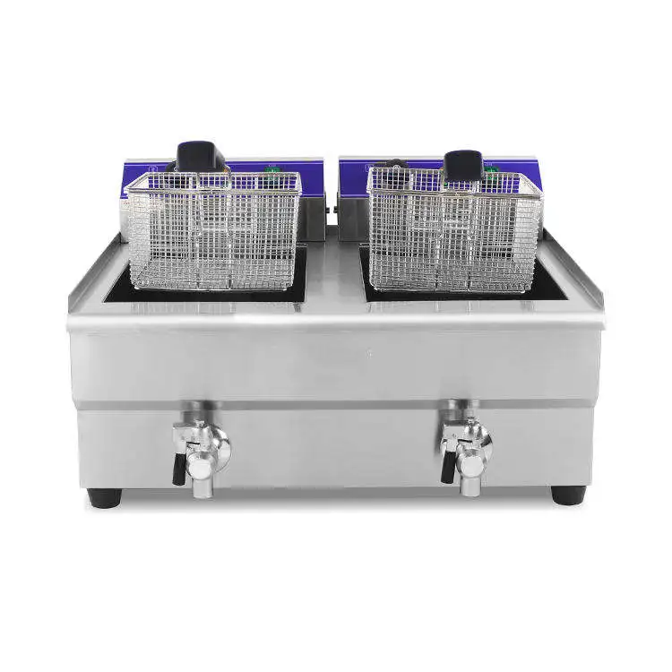 CE Certificated Stainless Steel Double 17L Tank Commercial Electric Commerical Gas Fry Tornado Potato Deep Fryer