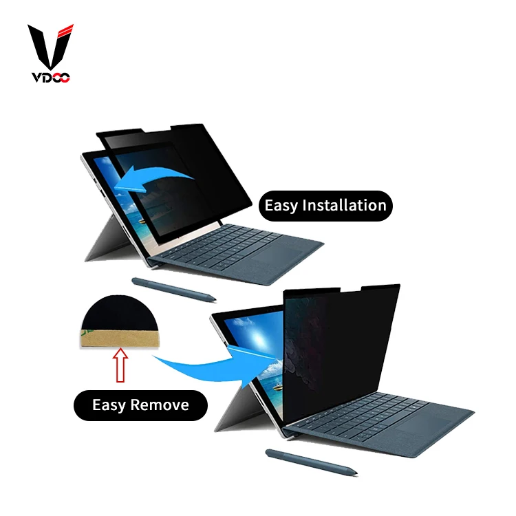 Полностью съемный защитный экран, совместимый с Microsoft Surface Pro 7/6/5/4 антишпионским фильтром конфиденциальности