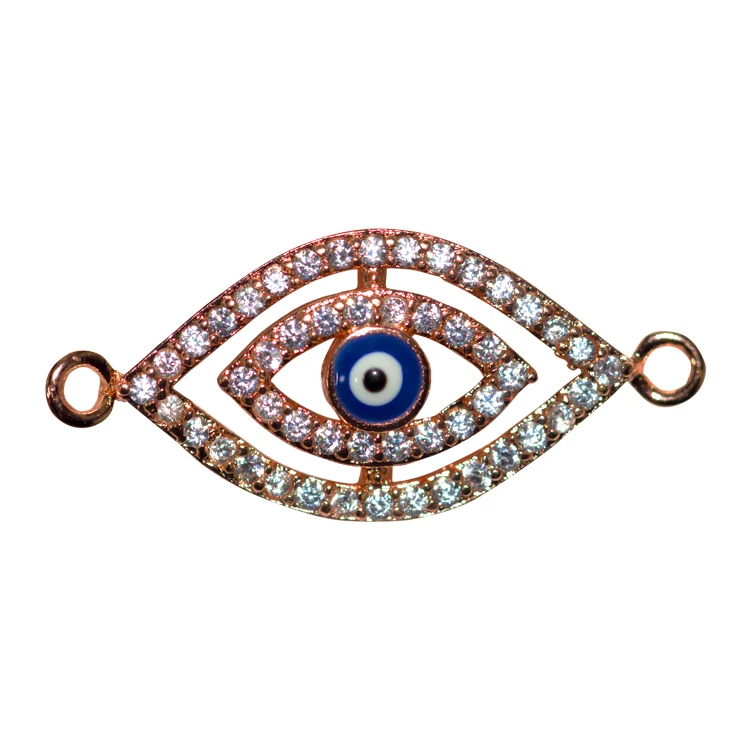 Wholesale fashion jewelry accessories CZ Micro Pave gold plated copper eye charms for jewelry making