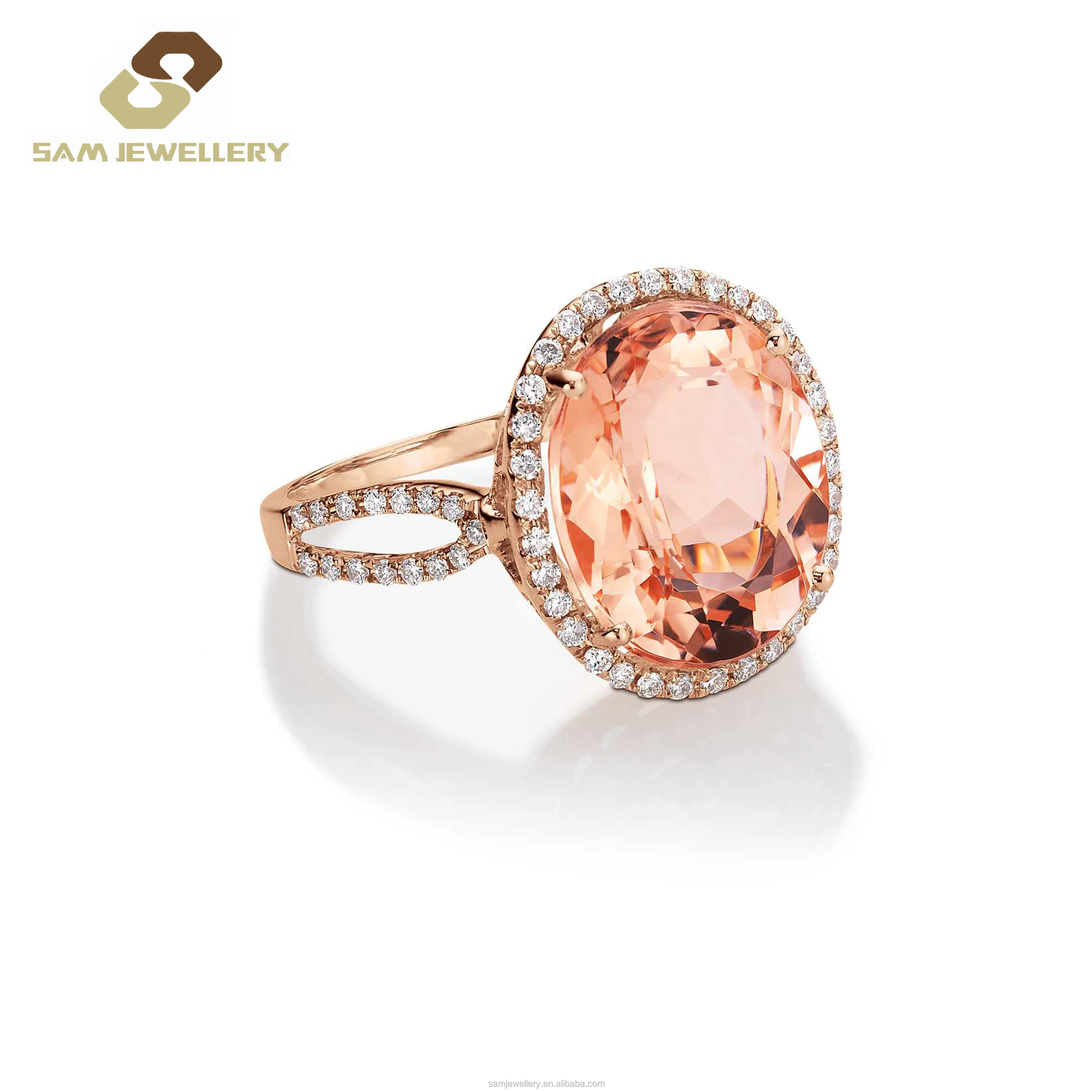 Bijoux Sterling 925 Silver Rose Gold Plate Prong Setting Pear Shape Synthetic Morganite Stone Bridal Ring Jewelry