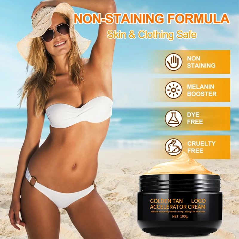 Private Label Tanning Sun Cream Gel Bronzer Body Sunless Accelerator Sunbed Tanning Cream