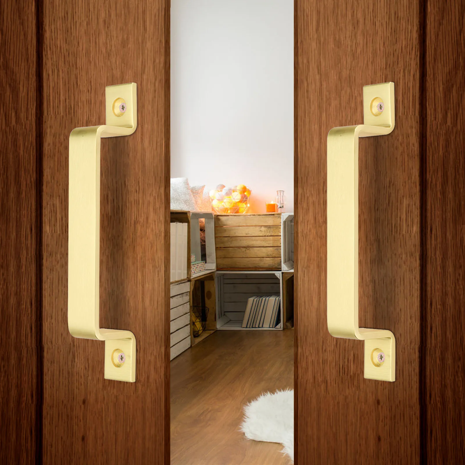 Brushed Nickel Gold Color Sliding Barn Hardware Kit for sliding barn door handle