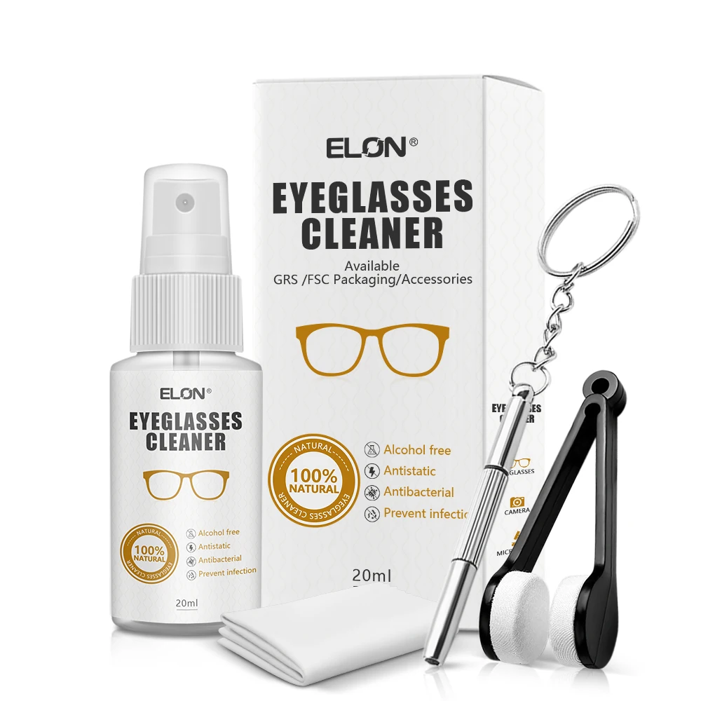 20ml Wholesale 100% Natural Glasses Cleaning Kit Wiping Micro Fiber Eyeglasses Lens Care Tool Screwdriver Eyeglass Cleaner Brush