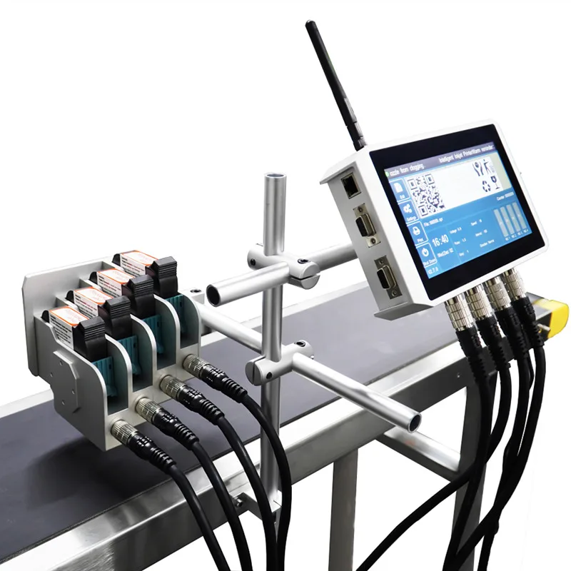 industrial automatic online uv inkjet printer on plastic bag,carton box for expiry date,logo,barcode in the conveyor belt