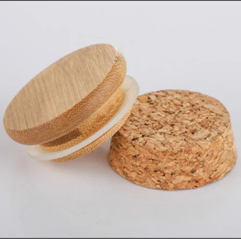 wholesales borosilicate airtight sealed 60ml glass jar with wooden bamboo lid