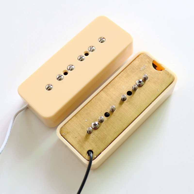 Donlis 1set Ivory Alnico 2 Magnet Bar Soap Bar P90 Guitar Pickups in Black for Quality Custom Single Coil Electric Guitars