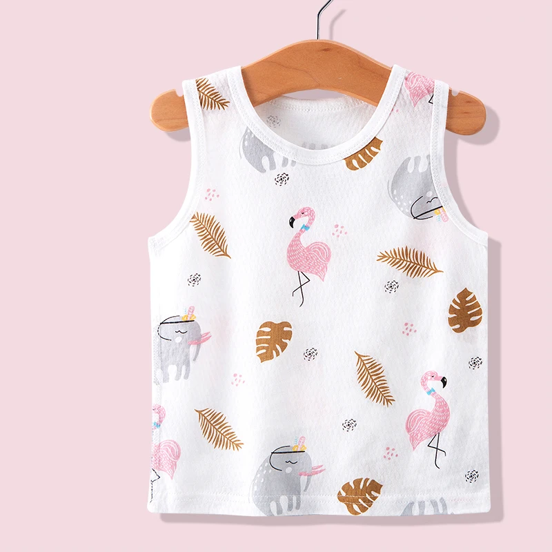 
one piece summer thin section 100% cotton infant knit vest for baby boys girls round neck vest outer wear 