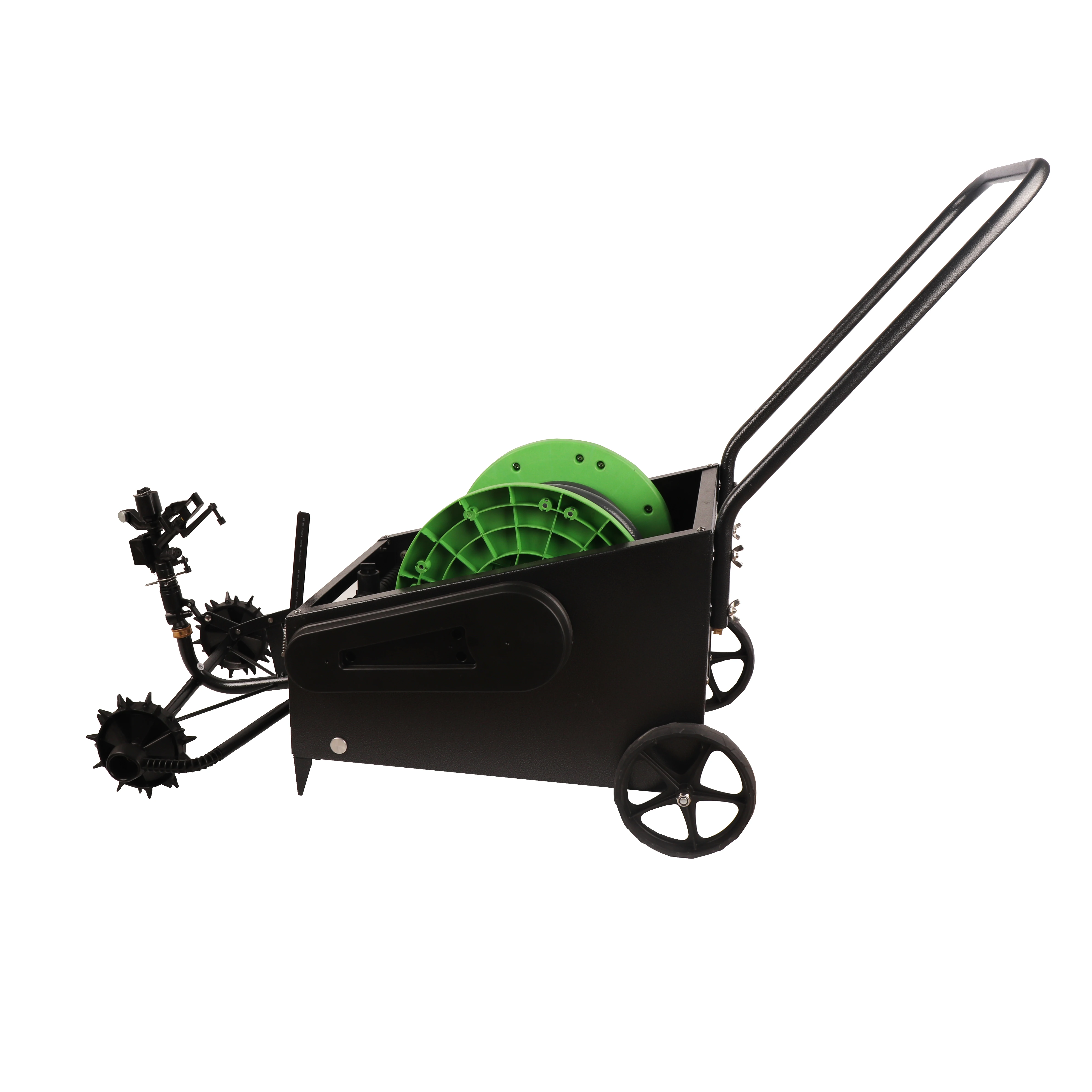 20m Adjustable Flexible Automatic Retractable Travelling Sprinkler Metal  Garden Water Hose Reel Cart