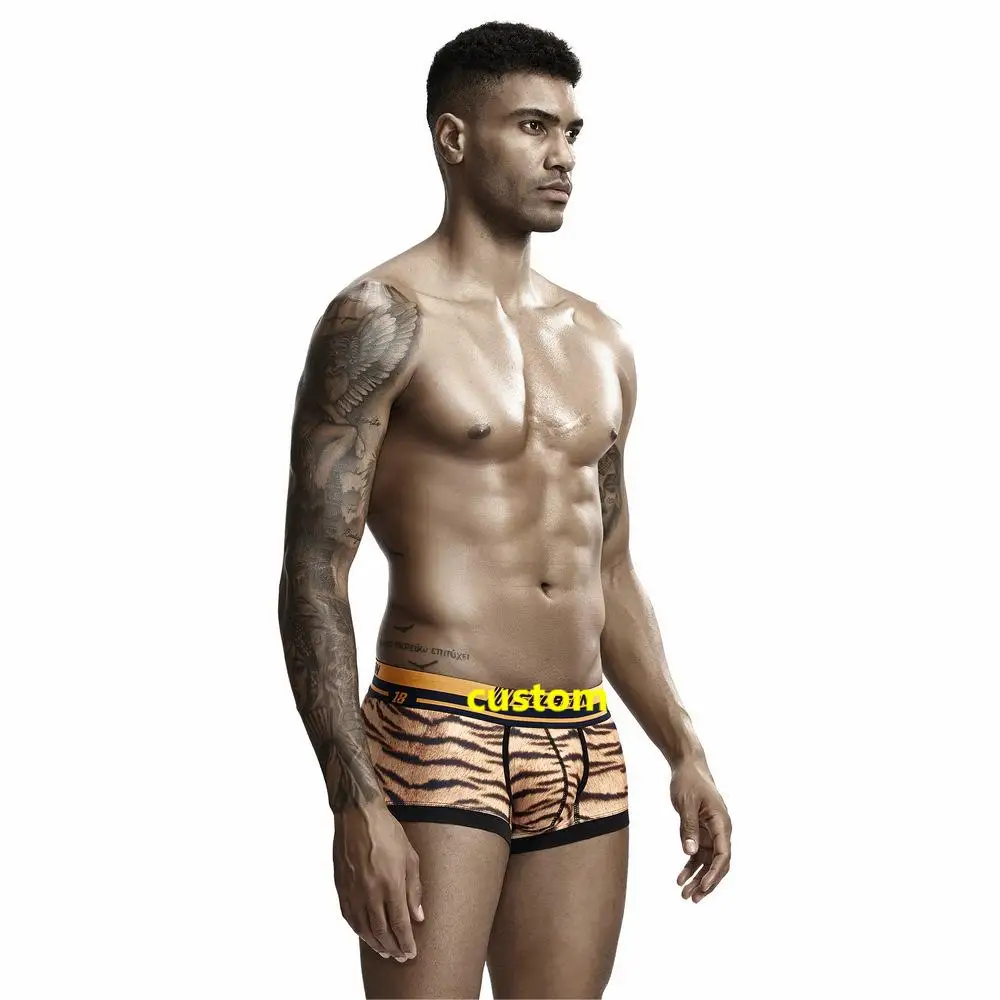 New sexy striped boxers mid-waist seamless side seam comfortable breathable U-shaped bag custom color logo