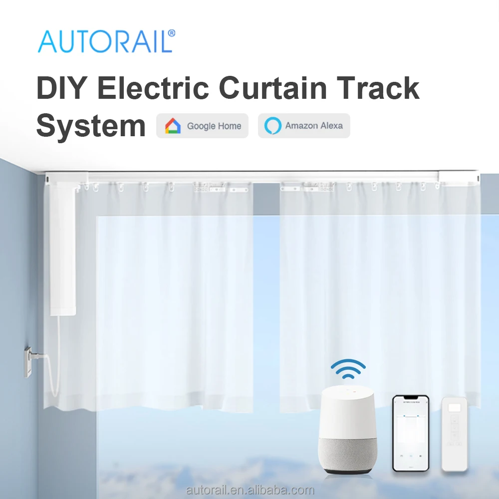 Google Home Alexa Tuya Control 5.2m Smart Curtain Kit Electric DIY Curtain Track For Home