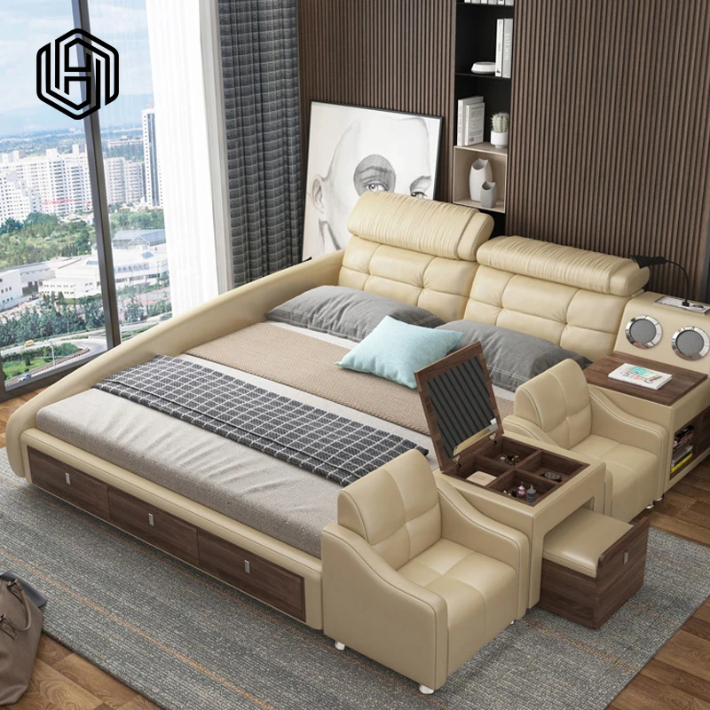 HUIJUYOUPIN Multifunction Double Bed Kids Bed Modern Luxurious Tufted Upholstered Queen & King Platform Bed
