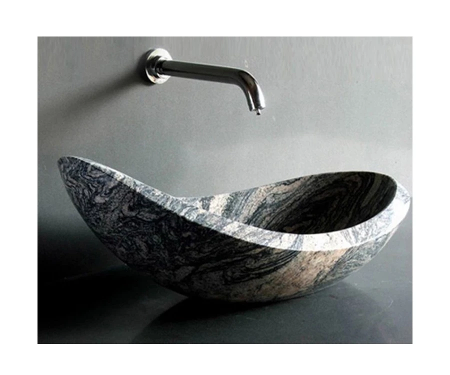China Juparana Granite Boat Shape Bathroom Vessel Stone