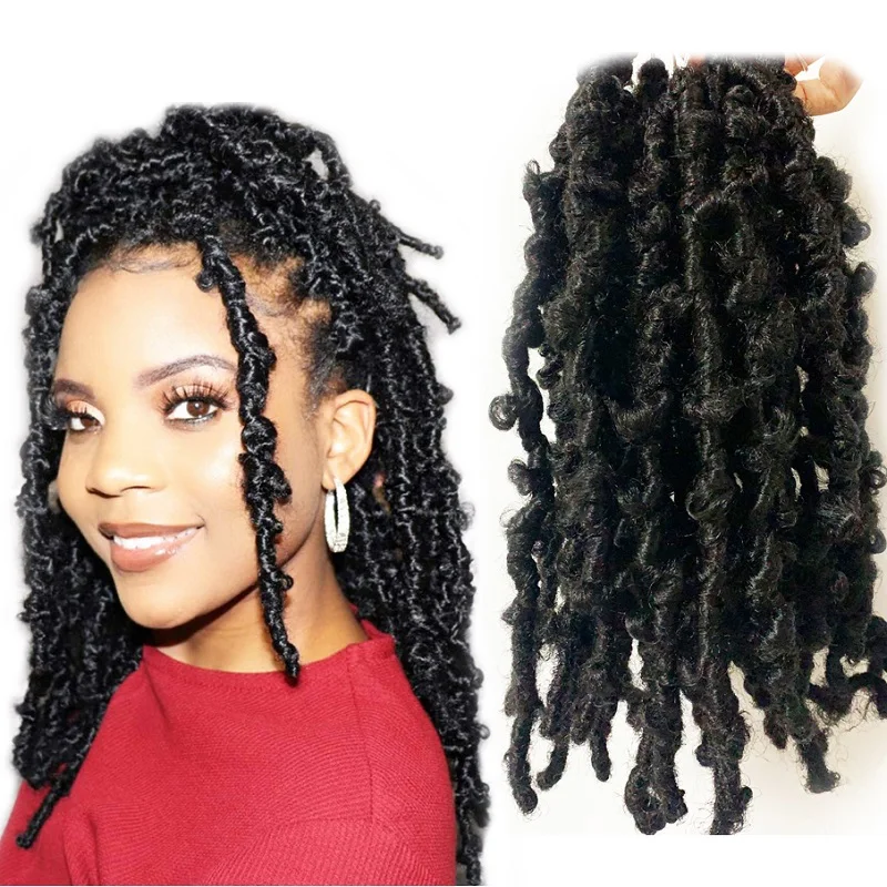 LW-79QT  Butterfly Locs Crochet Hair 20stands/Pack Faux Locs Crochet Braids Hair Pre Looped Butterfly Locs