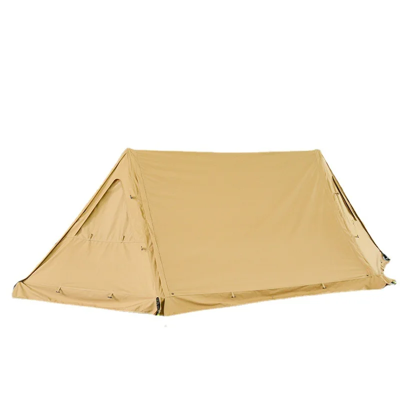 Ultra-Light 4-Person Pyramid Tepee Tent Convenient Canvas Tent for Summer Outdoor Camping with Aluminum Pole